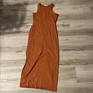 Heart Hips Sleeveless Orange Maxi Dress